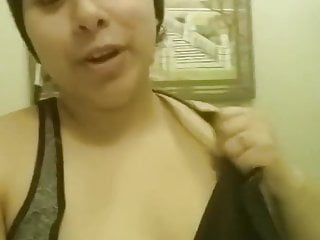 Busty Latina Squeezing Milk Out Of Her Tit At Home