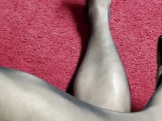 Black pantyhose with rht and heels...