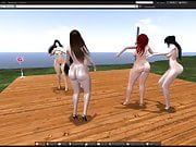 Five Ultra Vixen girls on the dance floor.