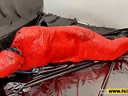 Fejira com  3 layer zentai and tape mummification orgasm play