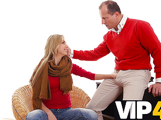 VIP4K. Helping small-boobied Russian neighbor means penetrating her