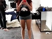 Ariel Winter mirror selfie in short jean shorts