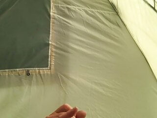 In tent...