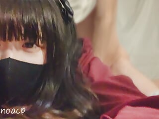 Japanese goth Girl Noa point of view shot &amp; selfie Cumshot