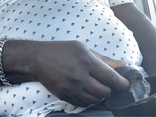 Black Cock Daddy Pissing Close Up In Car Guy Piss Outdoor Peeing...